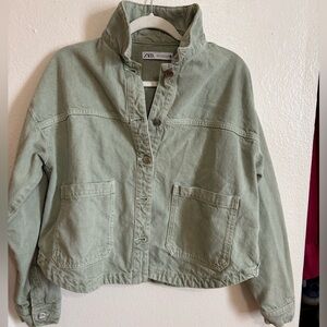 Zara Size M Green Jean Jacket